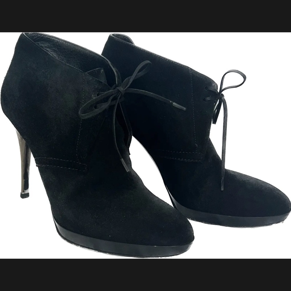 BURBERRY PRORSUM Black Suede English Icons Tanfield 110 BOOTS Size 38